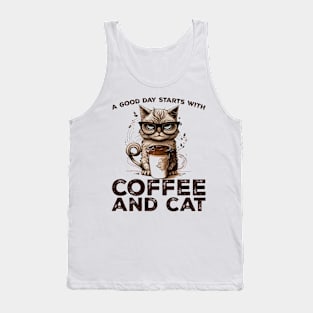 A Good Day Starts With Coffee and Cat Cat Lovers Coffee Lovers Gift Idea Tank Top